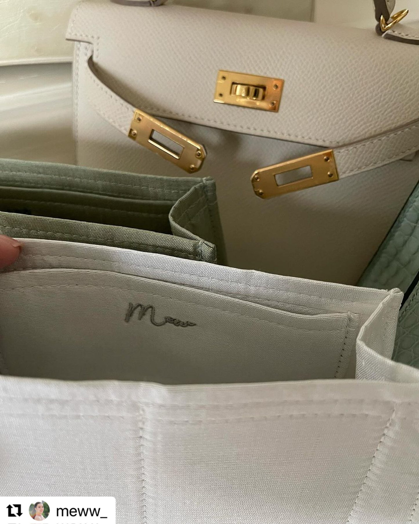 Hermes Birkin Mini Kelly Kelly25 premium Merandi bag insert, made of Thai silk for Hermes Goyard Louis Vuitton The Row Loro Piana