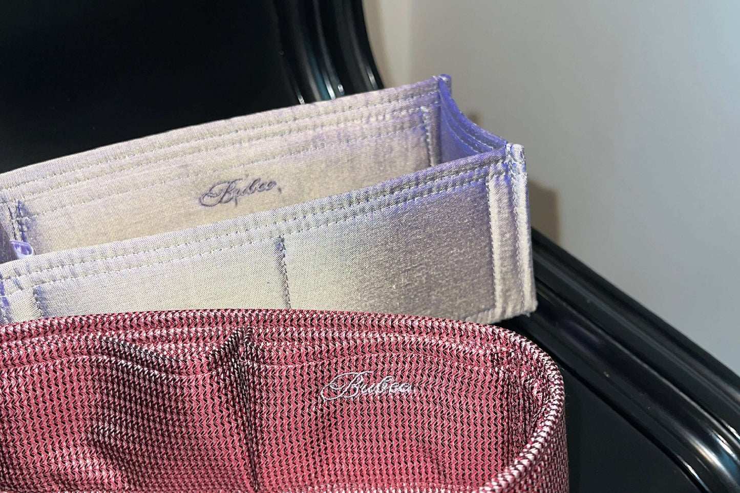 MERANDI - Luxury Bag Inserts Name Embroidery Name embroidery of up to 10 alphabets.Customisation available, personalised bag organiser and bag inserts, More than 20 colors of Thai silk available. Customizable, add your name on bag insert, bag organizer ma