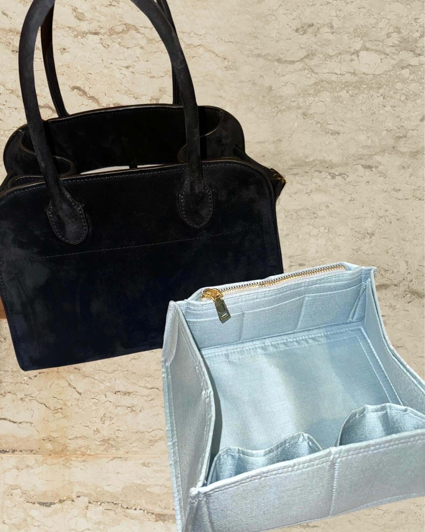 The Row Margeaux 10 bag organizer in Thai silk. Premium bag insert for luxury bags.