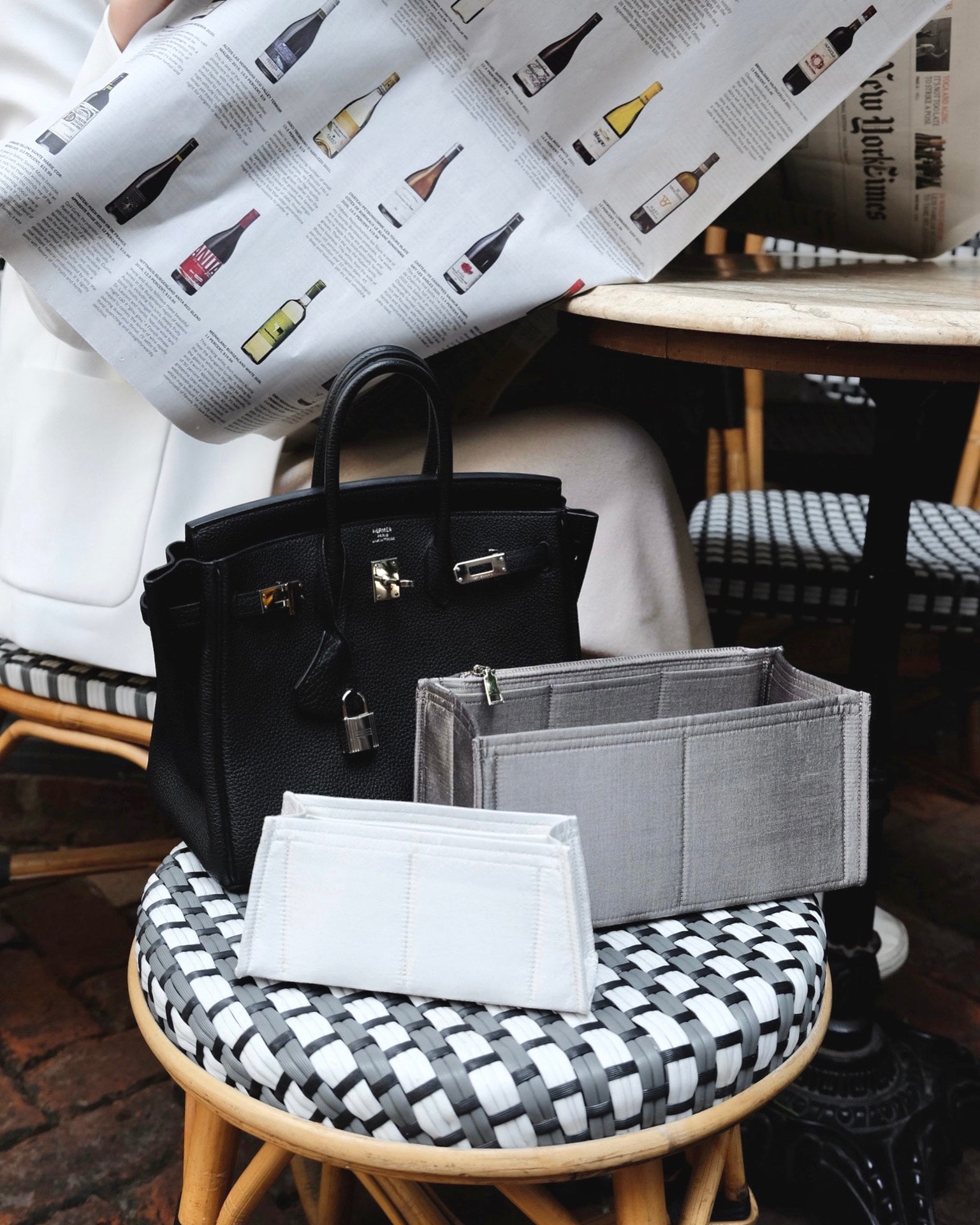 Purse Insert Inside A Birkin Bag SATIN Fabric Insert Organizer Bag